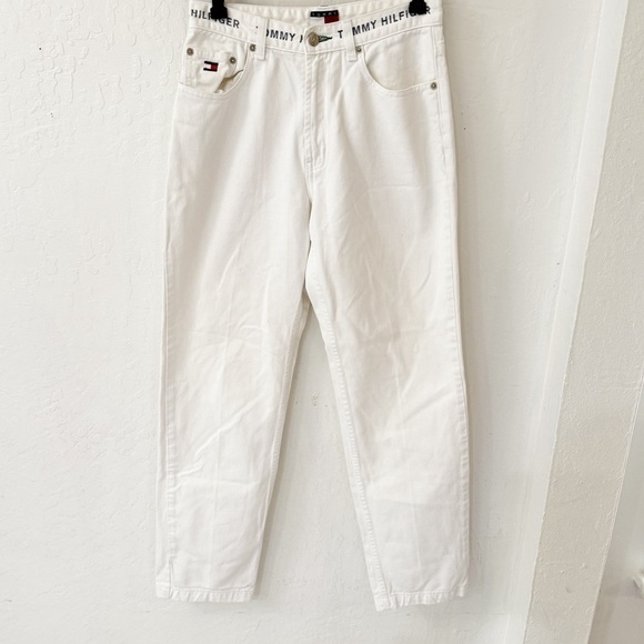 Tommy Hilfiger Denim - Vintage White Tommy Hilfiger High Rise Stamped Logo Waist Band Size 6